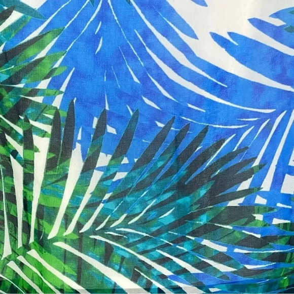 CALVIN Klein M Medium Top Shirt Blue Floral Batwing Sleeve Round Neck P21 - Picture 2 of 7